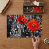 Kırmızı Gelincikler Tasarımı 240 Parça Ahşap Puzzle Ahşap Kutuda MP08705