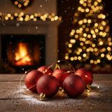 Kırmızı Glitter Noel Ağacı Süs Topları, LED Işıklı, Dekoratif Yılbaşı Süsleri, 6'lı Set