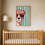 Kırmızı Gözlüklü Çita Çocuk Odası Duvar Posteri Çerçeveli Tablo Duvar Dekorasyonu - 30 x 40 - Ahşap Çerçeveli