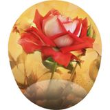 Kırmızı Gül Sarı Zemin - Gül Görselli Bilek Destekli Oval Güllü Mousepad