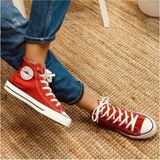 Kırmızı Günlük Keten Rahat Bilekli Yeşil Uzun Convers Sneaker Spor Ayakkabı - 36