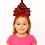 Kırmızı Happy Birthday Prenses Tacı – Doğum Günü Taç Aksesuarı (4604)