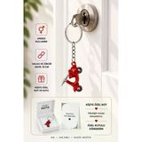 Kırmızı Hareketli Tekerlekli Vespa Anahtarlık Unisex Metal Anahtarlık