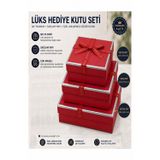 Kırmızı Hediye Kutusu 3 Lü 1 Paket K-1148 Boş Hediye Kutusu 3 Lü Sevgiliye Özel Kurdelalı Kutu Karton Kutu Hatıra Kutusu