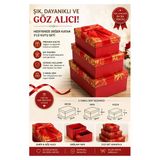Kırmızı Hediye Kutusu Dikdörtgen 3 Lü 1 Paket K-0974 Boş Hediye Kutusu Sevgiliye Özel Kurdelalı Karton Hatıra Kutu