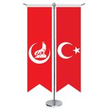 Kırmızı Hilal Bozkurt Bayrağı ve Türkiye - Kırlangıç - Saten T direk 2li Masa Bayrağı