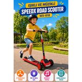 Kırmızı Işıklı Müzikli Speedx Road Scooter Wx-818 3 Tekerlekli Çocuk Scooterı Geniş Dokulu Taban