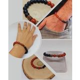 Kırmızı Jasper & Oniks Taşı 8mm Unisex Tasarım Bileklik Hawaii Model (22455)