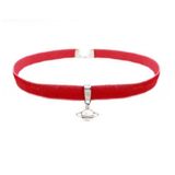 Kırmızı Kadife Kadın Satürn Choker Kolye