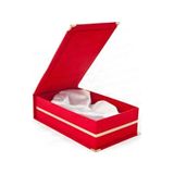 Kırmızı Kadife Kutu - Kristal Plaket Kutusu - Cam Plaket Kutusu Altın