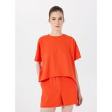 Kırmızı Kadın Bisiklet Yaka Relaxed T-Shirt D5SL-TST3574
