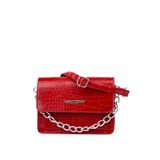 Kırmızı Kadın Timsah Desenli Clutch Baget Çanta
