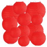 Kırmızı Kağıt Fenerler 12 Adet Çeşitli Boyut 6 "8" 10" 12" Çin Yuvarlak Kağıt Asılı Süslemeler Yeni Yıl, Bahar Şenliği, Ev Dekorasyonları, Partiler ve Düğünler için Fenerler Lambaları