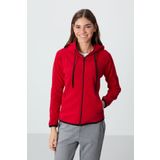 Kırmızı Kalın Yumuşak Dokulu Kapüşonlu Standart Fit Nakışlı Polar Kadın Sweatshirt -97287