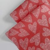 Kırmızı Kalp Desenli Pelur Kağıt- 50x70 17 gr - 100 Adet