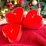 Kırmızı Kalpli Mum 3.5X7 Cm Yıılbaşı Dekoratif Kırmızı Kalpli Yılbaşı Mumu