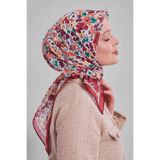 Kırmızı Karışık Çiçek Desen Soft Eşarp