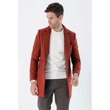 Kırmızı Kaşe Mono Yaka Kapitoneli Astar Slim Fit Dar Kesim Klasik Kaban 1008235171