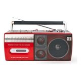 Kırmızı Kaset Çalar - Bluetooth Usb Tf Aux Fm Özellikli