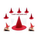 Kırmızı Keçe Cadı Şapkası Yetişkin-Çocuk Uyumlu