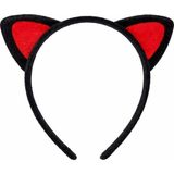 Kırmızı Kedi Kulaklı Sevimli Peluş Taç – Çocuk Parti & Kostüm Tacı