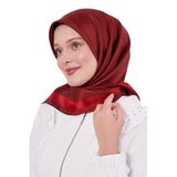 Kırmızı Kenar Bordürlü Twill İpek Eşarp