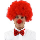 Kırmızı Kıvırcık Afro Bonus Peruk Takma Saç ve Kırmızı Burun Seti - 1 Ay