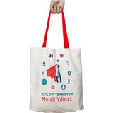Kırmızı Kulplu Kişiye Özel Erkek Acil Tıp Teknisyeni Yıkanabilir Omuz Çanta