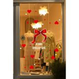 Kırmızı Kurdele ve Kalpler Sevgililer Günü Cam Vitrin Sticker, Kendinden Yapışkanlı Dekorasyon