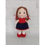 Kırmızı Lacivert Nazlı Bebek Amigurumi Organik Anahtarlık Oyuncak
