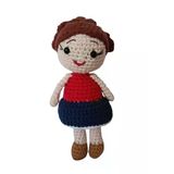 Kırmızı Lacivert Öğrenci Kız Bebek Amigurumi Organik Anahtarlık Oyuncak