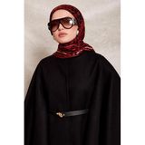 Kırmızı Leopar Desen Twill İpek Eşarp