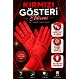 Kırmızı Likralı Gösteri Eldiveni Yetişkin Boy Dans Parti Tiyatro Kostüm Eldiveni