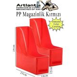 Kırmızı Magazinlik Demonte Plastik 2 Adet Plastik Kutu Klasörü Magazinlik A4 Dosya ve Masa Düzenleyici Sınıf Ev Ofis