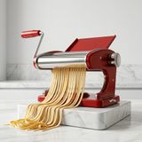 Kırmızı Makarna Makinesi 9 Ayarlı - Profesyonel Çelik Erişte ve Spagetti Açma Makinası 723139