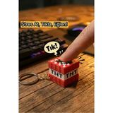 Kırmızı Minecraft Blue Switch Anahtarlık Hediyelik - Sesli Stres Oyuncağı (Fidget Toy)