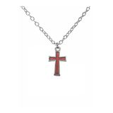 Kırmızı Mineli Gotik Haç Kolye – Unisex Metal Takı, 60 Cm Zincirli Gotik & Alternatif Stil