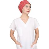 Kırmızı Mini Çiçek Desenli Doktor Hemşire Aşçı Bonesi Unisex Cerrahi Bone