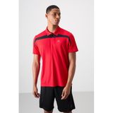 Kırmızı Nefes Alan Dokulu İnce Esnek Standart Fit Polo Yaka Erkek Performans T-Shirt - 88392