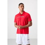 Kırmızı Nefes Alan Dokulu İnce Esnek Standart Fit Polo Yaka Erkek Performans T-Shirt - 88393