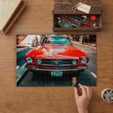 Kırmızı Nostaljik Araba Tasarımı 240 Parça Ahşap Puzzle Ahşap Kutuda MP01015