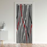 Kırmızı Ombre %30 -%50 Oda Karartma Perdesi Geometrik Şerit Çizgiler Kapı Perdesi Kapı Perdesi Gizlilik için Soyut Sanat Odası Bölücü Perde Örtüsü Gri Pencere Uygulamaları 106 x 203 cm
