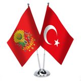 Kırmızı Osmanlı Arma -Türkiye Saten Masa Bayrağı