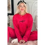 Kırmızı Perfect Desenli Exclusive Kadife Kadın Pijama Takımı