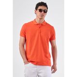 Kırmızı Polo Yaka Pamuklu Düz Renk Slim Fit Erkek T-shirt