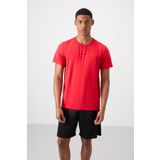 Kırmızı Polyester Nefes Alan Dokulu İnce Esnek Standart Fit Erkek Performans T-Shirt - 88384
