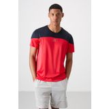 Kırmızı Polyester Nefes Alan Dokulu İnce Esnek Standart Fit Erkek Performans T-Shirt - 88386