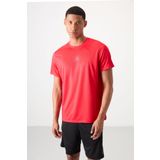 Kırmızı Polyester Nefes Alan Dokulu İnce Esnek Standart Fit Erkek Performans T-Shirt - 88390