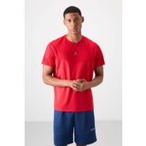 Kırmızı Polyester Nefes Alan Dokulu İnce Esnek Standart Fit Erkek Performans T-Shirt - 88391