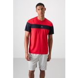 Kırmızı Polyester Nefes Alan Dokulu İnce Esnek Standart Fit Erkek Performans T-Shirt - 88396